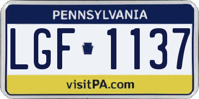 PA license plate LGF1137