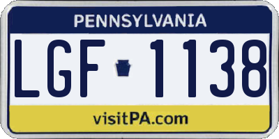 PA license plate LGF1138