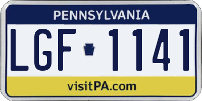 PA license plate LGF1141