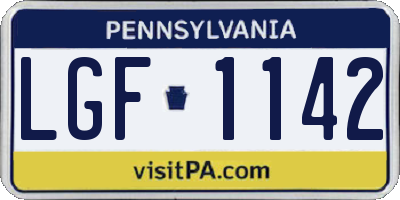 PA license plate LGF1142