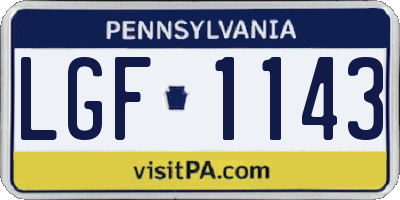 PA license plate LGF1143