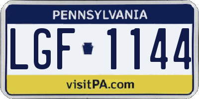 PA license plate LGF1144