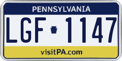 PA license plate LGF1147