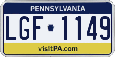 PA license plate LGF1149