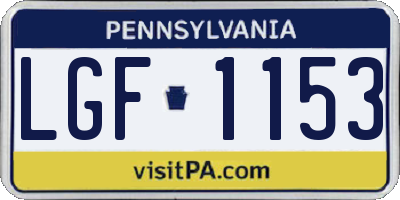 PA license plate LGF1153