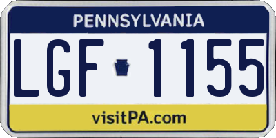 PA license plate LGF1155