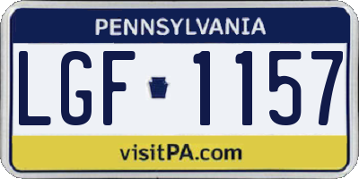 PA license plate LGF1157