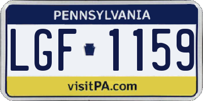 PA license plate LGF1159