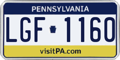 PA license plate LGF1160