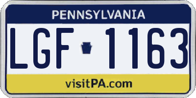 PA license plate LGF1163