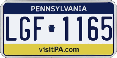 PA license plate LGF1165