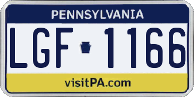 PA license plate LGF1166