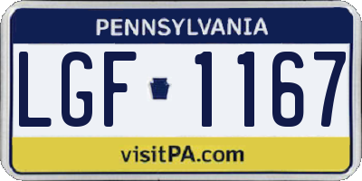 PA license plate LGF1167