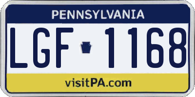 PA license plate LGF1168