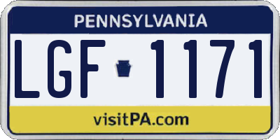 PA license plate LGF1171