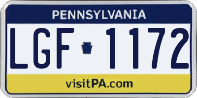 PA license plate LGF1172