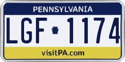 PA license plate LGF1174