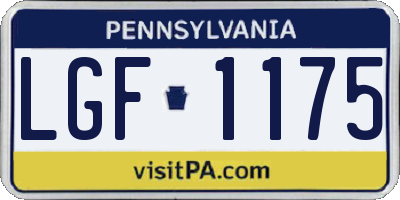 PA license plate LGF1175
