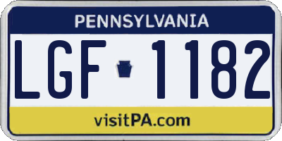 PA license plate LGF1182