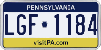 PA license plate LGF1184