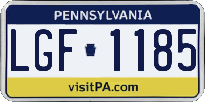 PA license plate LGF1185