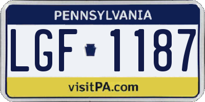 PA license plate LGF1187