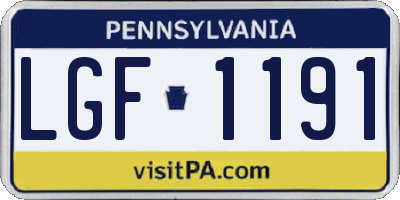PA license plate LGF1191