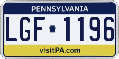 PA license plate LGF1196