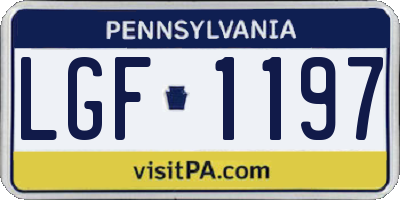 PA license plate LGF1197