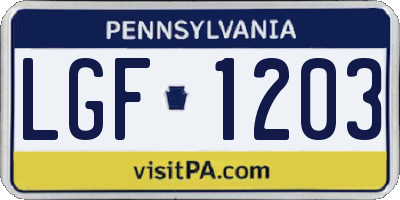 PA license plate LGF1203