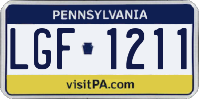 PA license plate LGF1211