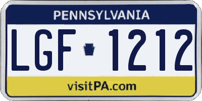PA license plate LGF1212