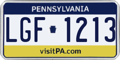 PA license plate LGF1213