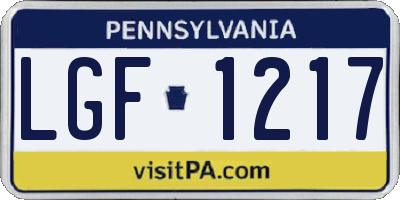 PA license plate LGF1217