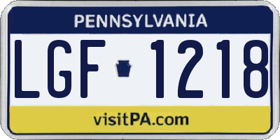PA license plate LGF1218