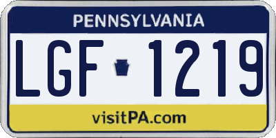 PA license plate LGF1219