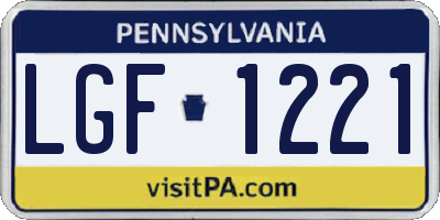 PA license plate LGF1221