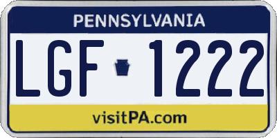 PA license plate LGF1222