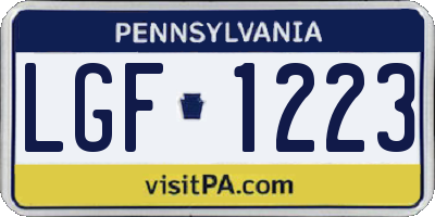 PA license plate LGF1223