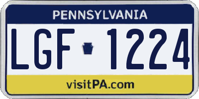 PA license plate LGF1224