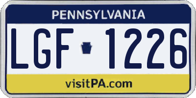 PA license plate LGF1226