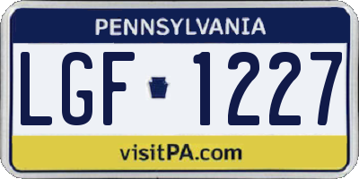 PA license plate LGF1227