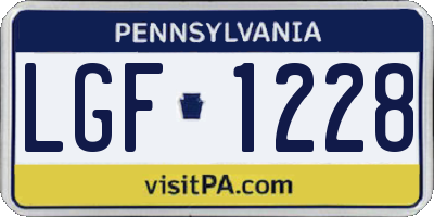 PA license plate LGF1228