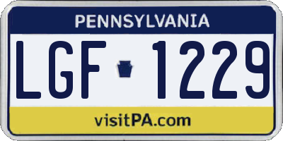 PA license plate LGF1229