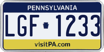 PA license plate LGF1233