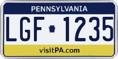 PA license plate LGF1235
