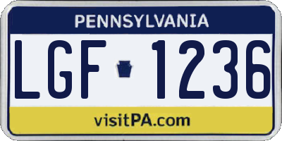 PA license plate LGF1236