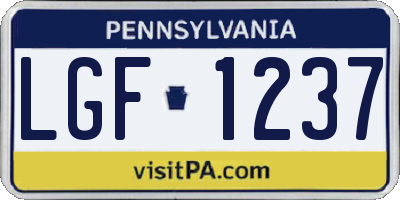 PA license plate LGF1237