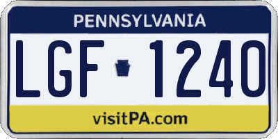 PA license plate LGF1240