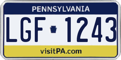 PA license plate LGF1243